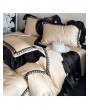 Audrey Vintage Black Ruffled Lace Trim Comforter Set