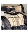Audrey Vintage Black Ruffled Lace Trim Comforter Set