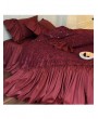 Wine Red Butterfly Sequined Lace Embroidery Wedding Comforter Set
