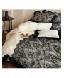 Creamy Beige Retro Style Black Lace Ruffled Bedding Set