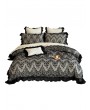 Creamy Beige Retro Style Black Lace Ruffled Bedding Set