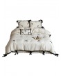 Beige Princess Style Embroidered Lace Bow Bedding Set