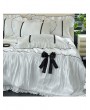 White Pearl Bow Ruffled Cooling Lyocell Comforter Set