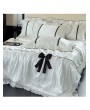 White Pearl Bow Ruffled Cooling Lyocell Comforter Set