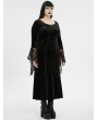 Punk Rave Black Gothic Velvet Long Sleeve Fishtail Plus Size Maxi Dress