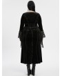 Punk Rave Black Gothic Velvet Long Sleeve Fishtail Plus Size Maxi Dress