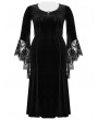 Punk Rave Black Gothic Velvet Long Sleeve Fishtail Plus Size Maxi Dress