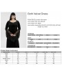 Punk Rave Black Gothic Velvet Long Sleeve Fishtail Plus Size Maxi Dress