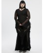 Punk Rave Black Sexy Gothic Irregular Flared Mesh Sleeve Plus Size Shirt for Women