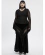 Punk Rave Black Sexy Gothic Irregular Flared Mesh Sleeve Plus Size Shirt for Women