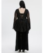 Punk Rave Black Sexy Gothic Irregular Flared Mesh Sleeve Plus Size Shirt for Women