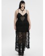 Punk Rave Black Sexy Gothic Lace Deep V-Neck High Slit Plus Size Long Dress