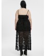 Punk Rave Black Sexy Gothic Lace Deep V-Neck High Slit Plus Size Long Dress
