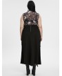 Punk Rave Black Gothic Daily Print Fitted Sleeveless Mesh Plus Size T-Shirt for Women