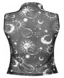 Punk Rave Black Gothic Daily Print Fitted Sleeveless Mesh Plus Size T-Shirt for Women