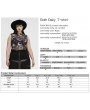 Punk Rave Black Gothic Daily Print Fitted Sleeveless Mesh Plus Size T-Shirt for Women