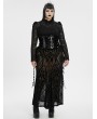 Punk Rave Black Gothic Gorgeous Pattern Flocked Mesh Plus Size Maxi Skirt