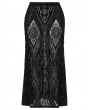 Punk Rave Black Gothic Gorgeous Pattern Flocked Mesh Plus Size Maxi Skirt