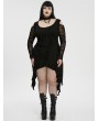 Punk Rave Black Gothic Long Bat Mesh Sleeve Cold Shoulder Plus Size Dress