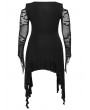 Punk Rave Black Gothic Long Bat Mesh Sleeve Cold Shoulder Plus Size Dress