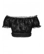 Punk Rave Black Gothic Sexy Flocking Mesh Lace Trim Plus Size Short Top for Women