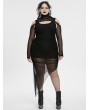 Punk Rave Black Gothic Hooded Irregular Mesh Two-Piece Plus Size Dress