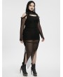 Punk Rave Black Gothic Hooded Irregular Mesh Two-Piece Plus Size Dress
