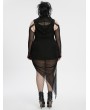 Punk Rave Black Gothic Hooded Irregular Mesh Two-Piece Plus Size Dress