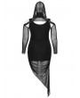 Punk Rave Black Gothic Hooded Irregular Mesh Two-Piece Plus Size Dress