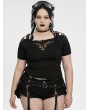 Punk Rave Black Gothic Punk Sexy Hollow-out Short Sleeve Plus Size T-Shirt for Women