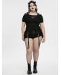 Punk Rave Black Gothic Punk Sexy Hollow-out Short Sleeve Plus Size T-Shirt for Women