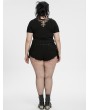 Punk Rave Black Gothic Punk Sexy Hollow-out Short Sleeve Plus Size T-Shirt for Women