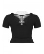 Punk Rave Black Gothic Punk Sexy Hollow-out Short Sleeve Plus Size T-Shirt for Women
