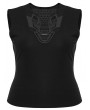 Punk Rave Black Gothic Cyberpunk Sleeveless Plus Size T-Shirt for Women