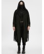 Punk Rave Black Gothic Decadent Asymmetric Knitted Hooded Plus Size Trench Coat for Women