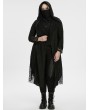 Punk Rave Black Gothic Decadent Asymmetric Knitted Hooded Plus Size Trench Coat for Women