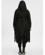 Punk Rave Black Gothic Decadent Asymmetric Knitted Hooded Plus Size Trench Coat for Women