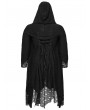 Punk Rave Black Gothic Decadent Asymmetric Knitted Hooded Plus Size Trench Coat for Women