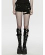 Punk Rave Black Gothic Punk Denim Tattered Shorts for Women