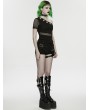Punk Rave Black Gothic Punk Denim Tattered Shorts for Women