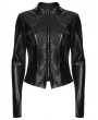 Punk Rave Black Gothic Cyberpunk Slim Fit PU Leather Jacket for Women
