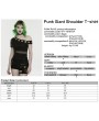 Punk Rave Black Gothic Punk Slant Shoulder Mesh T-Shirt for Women