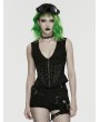 Punk Rave Black Gothic Cyberpunk Metal Zipper Vest for Women