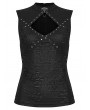 Punk Rave Black Gothic Punk Hollow Out Studded Vest Top for Women
