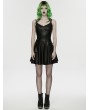 Punk Rave Black Gothic Punk PU Leather Rivets Slip A-Line Dress