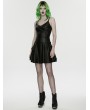 Punk Rave Black Gothic Punk PU Leather Rivets Slip A-Line Dress