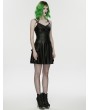 Punk Rave Black Gothic Punk PU Leather Rivets Slip A-Line Dress
