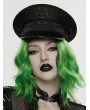 Punk Rave Black Gothic Punk Military Glossy Leather Hat