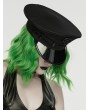 Punk Rave Black Gothic Punk Military Glossy Leather Hat