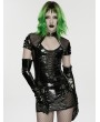 Punk Rave Black Gothic Punk Glossy Patent Leather Gloves